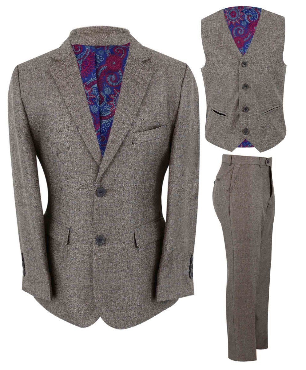 Boys Tailored Fit Textured Suit