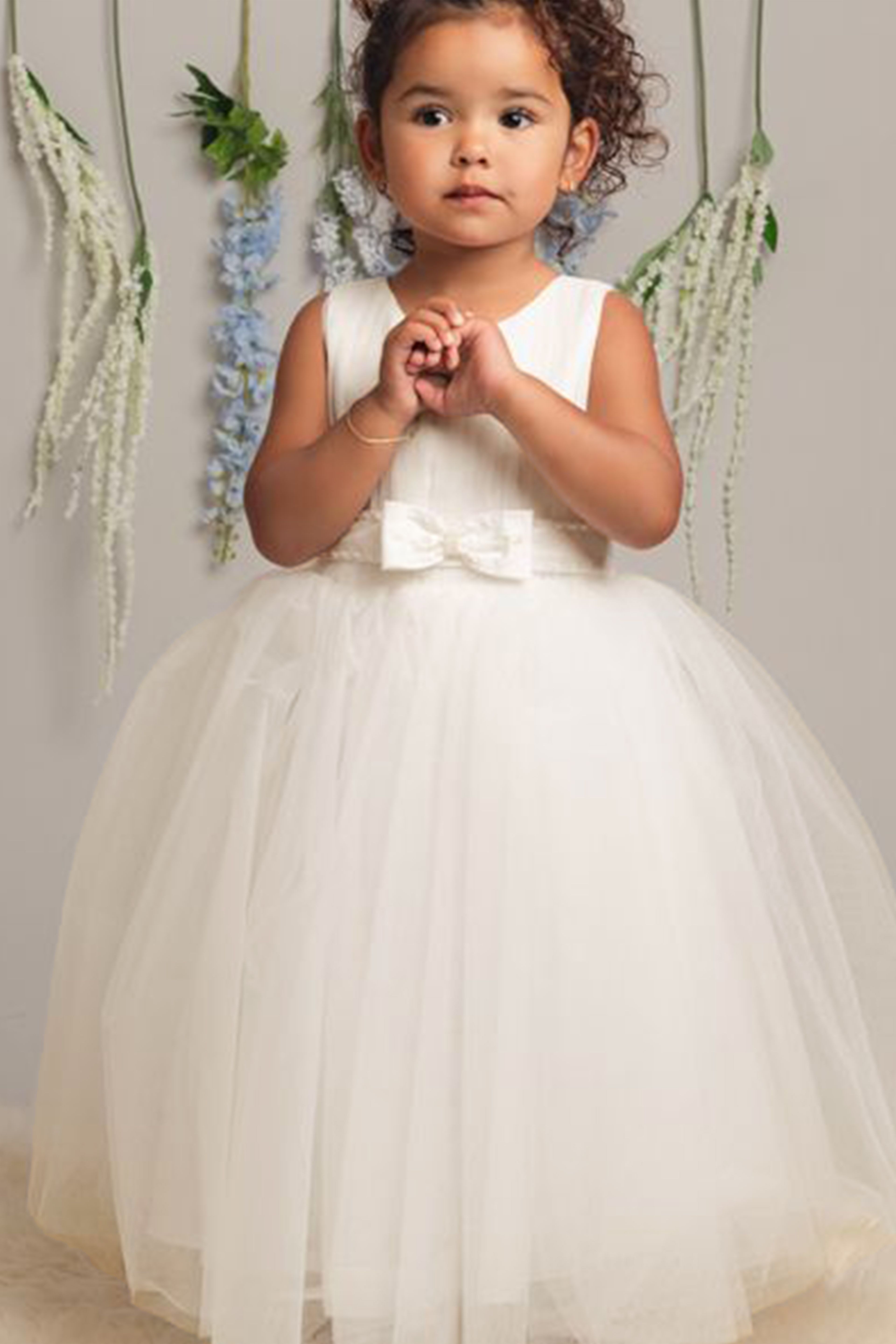 Girls Pleated Bodice Christening Dress - CINDY