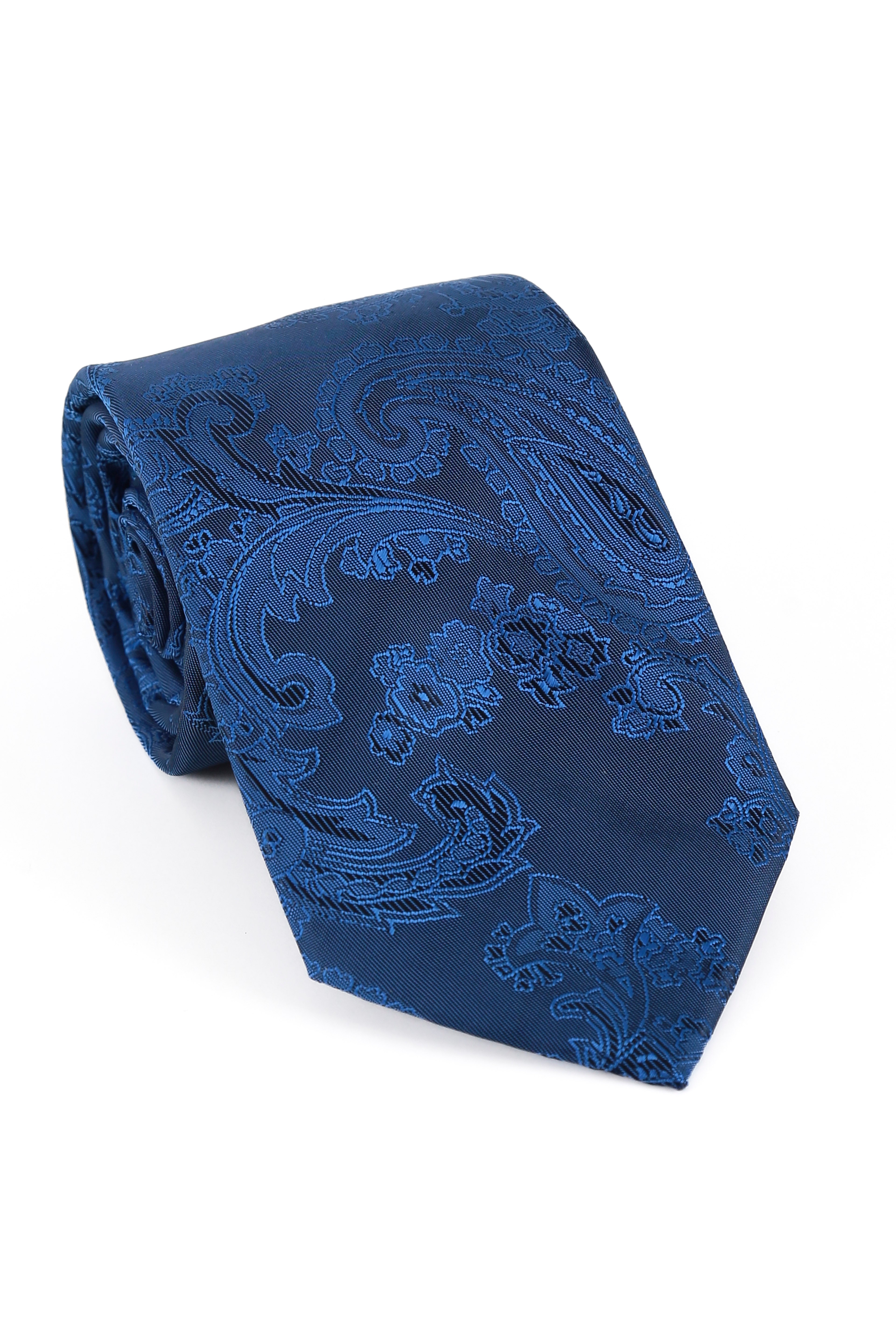 Men's Paisley Tie Cufflink Set - Royal Blue
