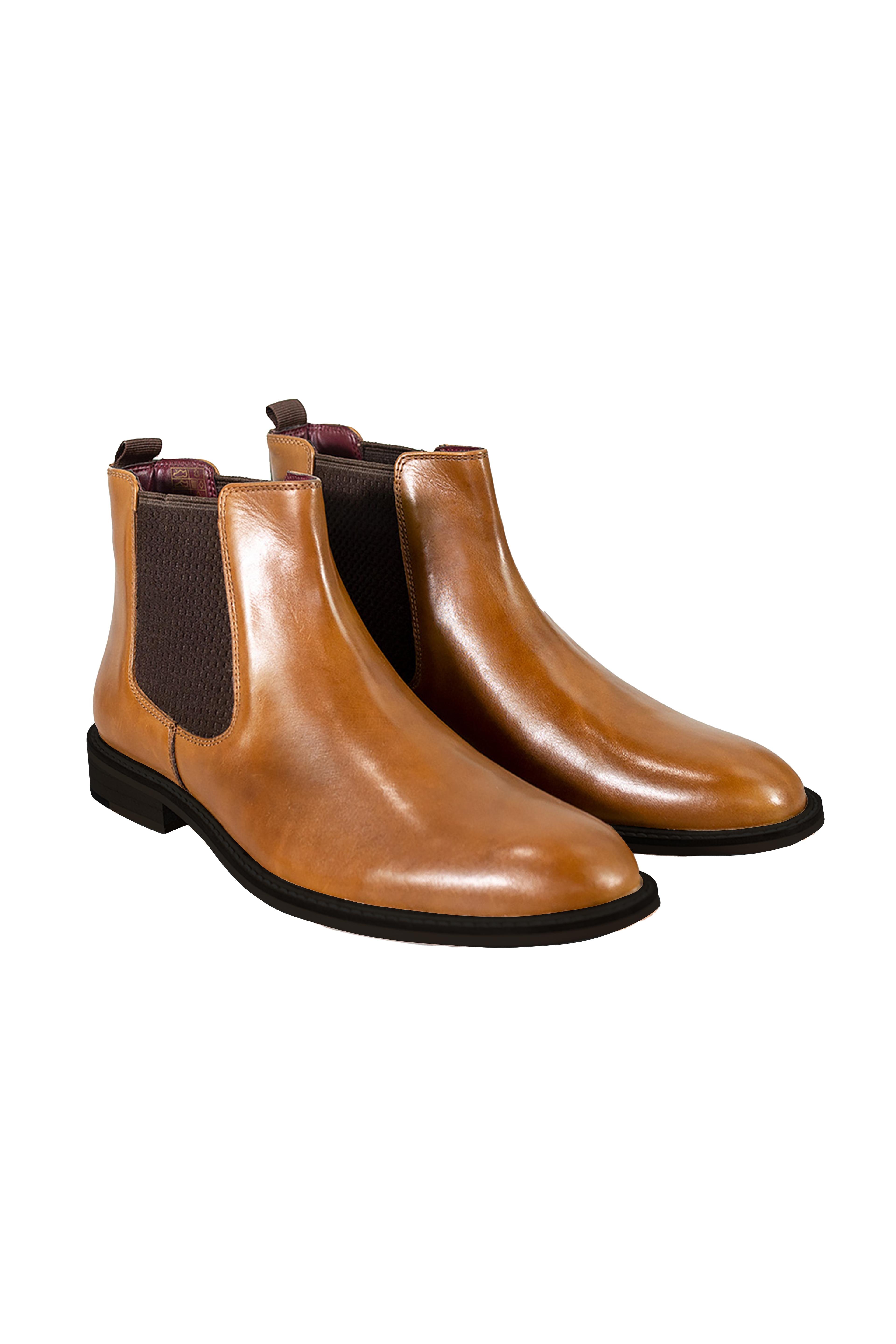 Men's Pull on Leather Chelsea Boots - WATSON Tan 