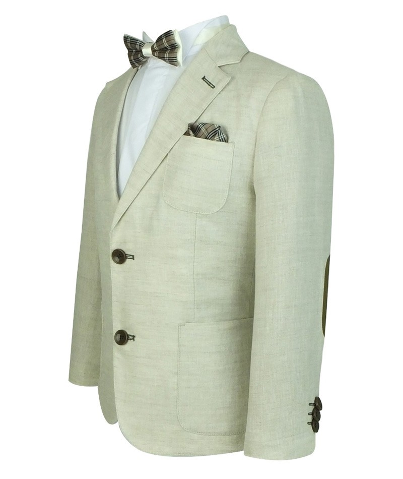 Boys Linen Suit with Elbo Patches