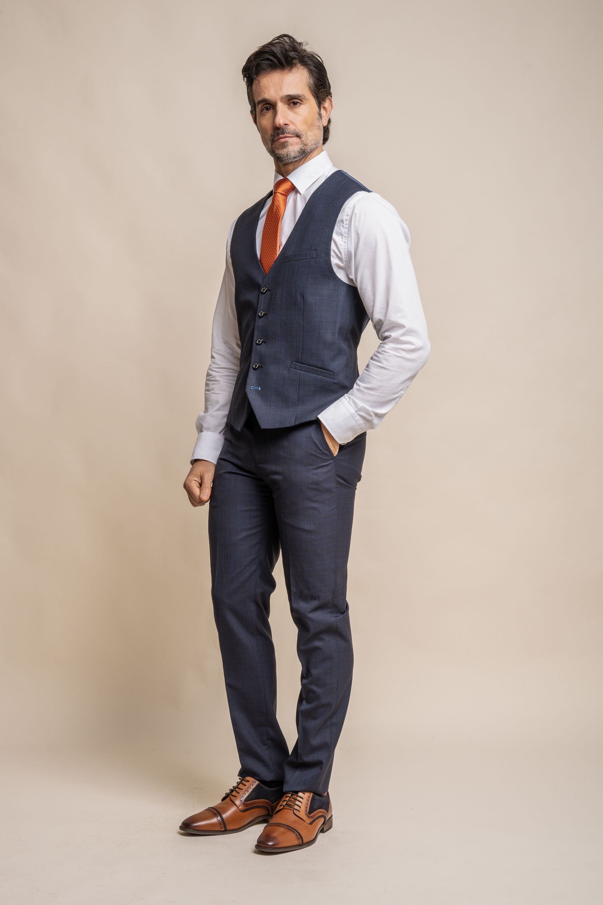 Men's Slim Fit Navy Waistcoat - SEEBA