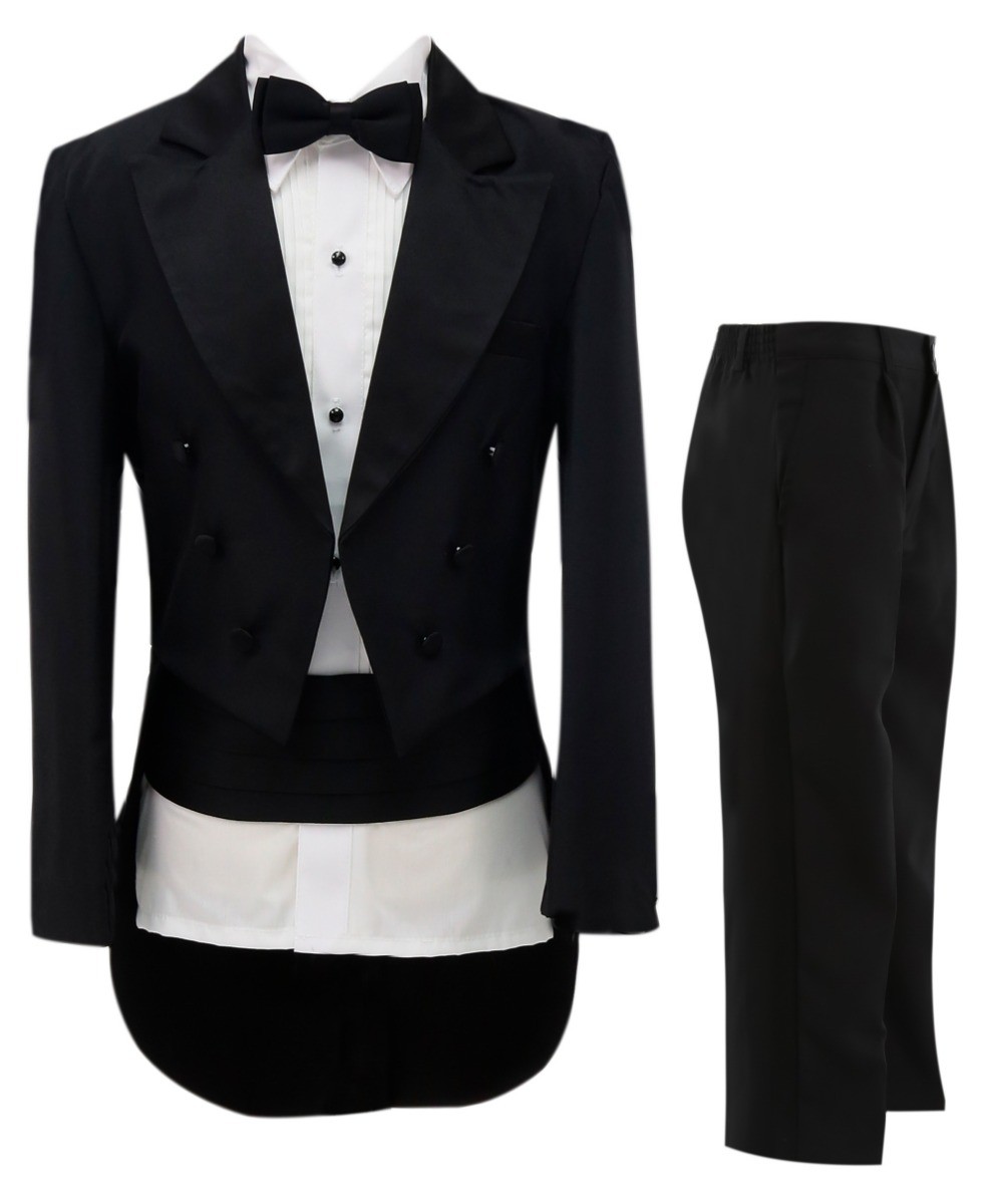 Boys Tuxedo Tail Suit - Black