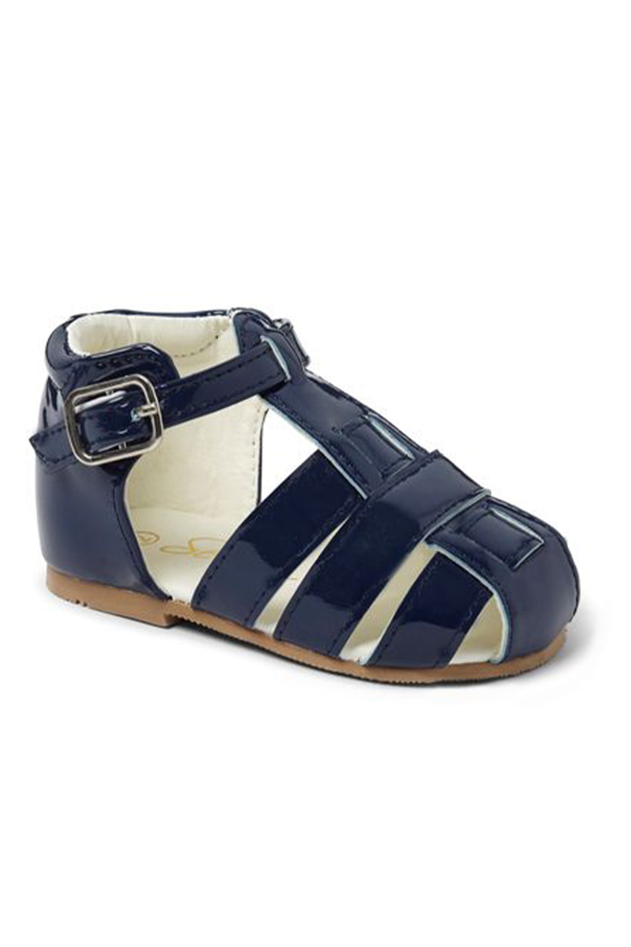 Unisex Kids Patent Leather Sandals Shoes- RALPH - Navy Blue