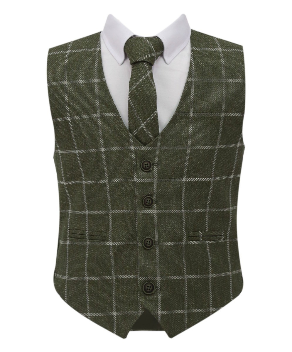 Boys Tweed Check Cotton Waistcoat Set