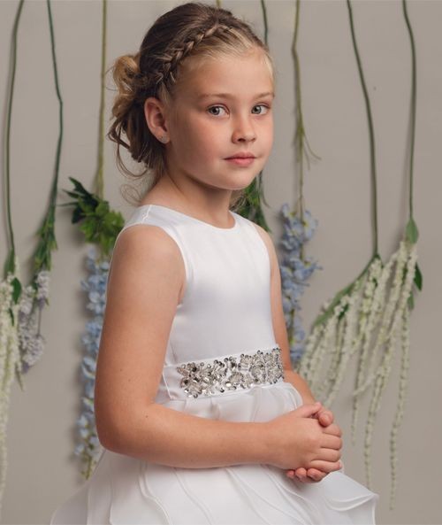 Girls White Cascading Tiered Tulle Dress – ELLA