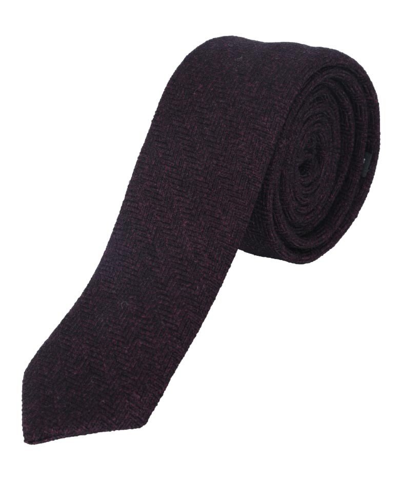 Boys & Men's Herringbone Tweed Tie & Pocket Square Set - Purple