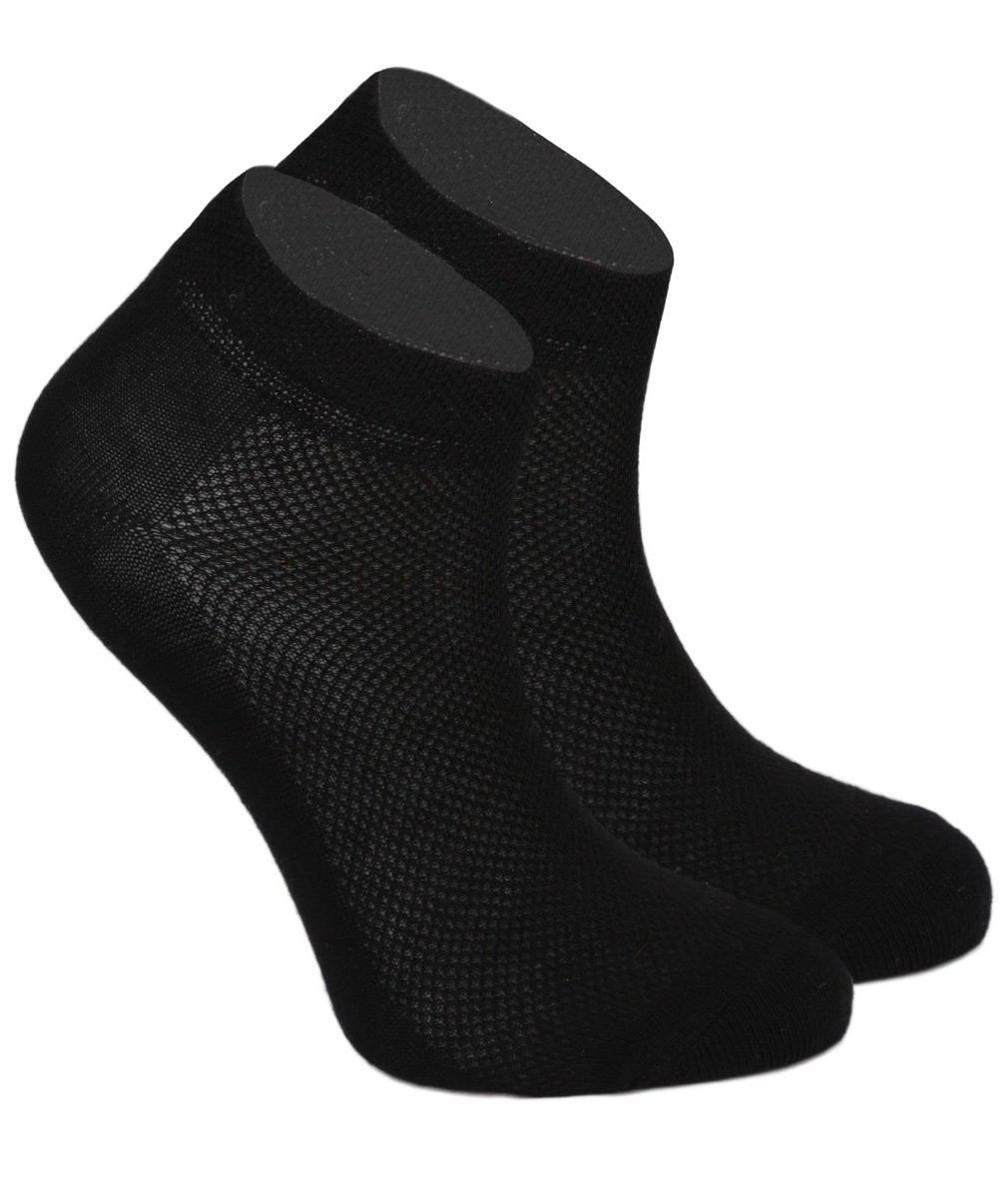Unisex Stretch Cotton Ankle Socks, for Boys & Girls - Black