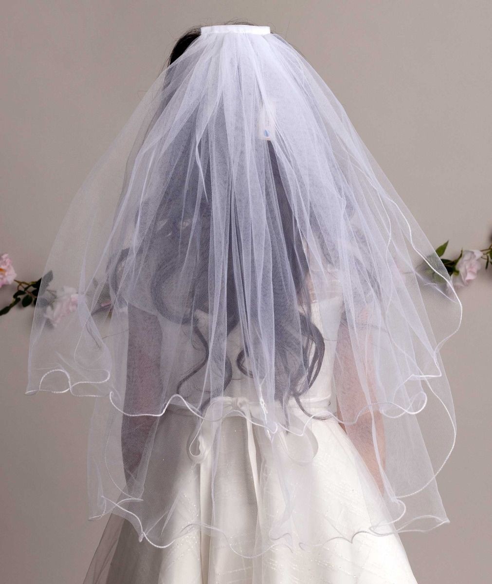 Girls White Tulle Veil - VL-608_R