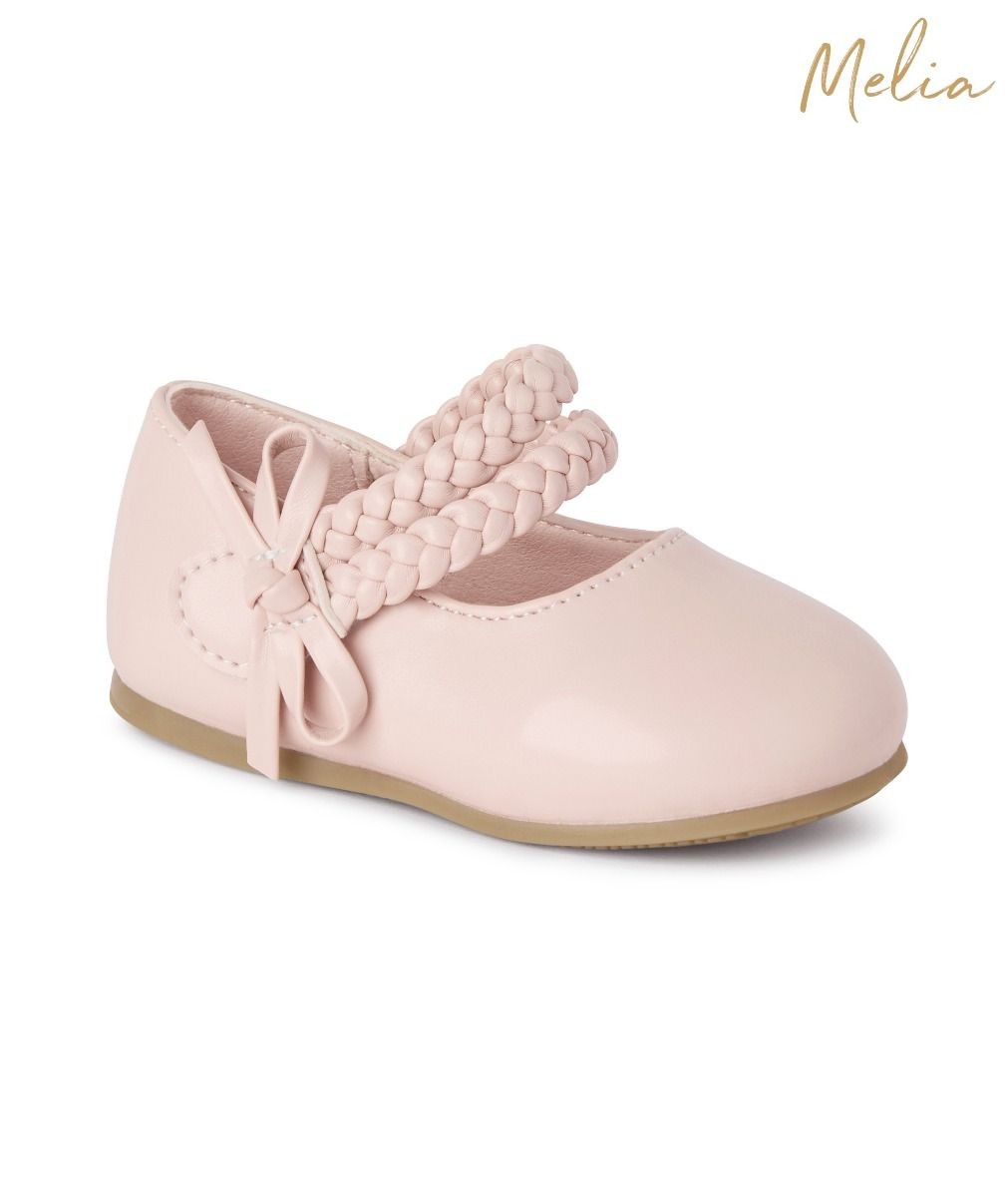 Little Girls’ Braided Strap Mary Jane Shoes with Bow - OPHELIA