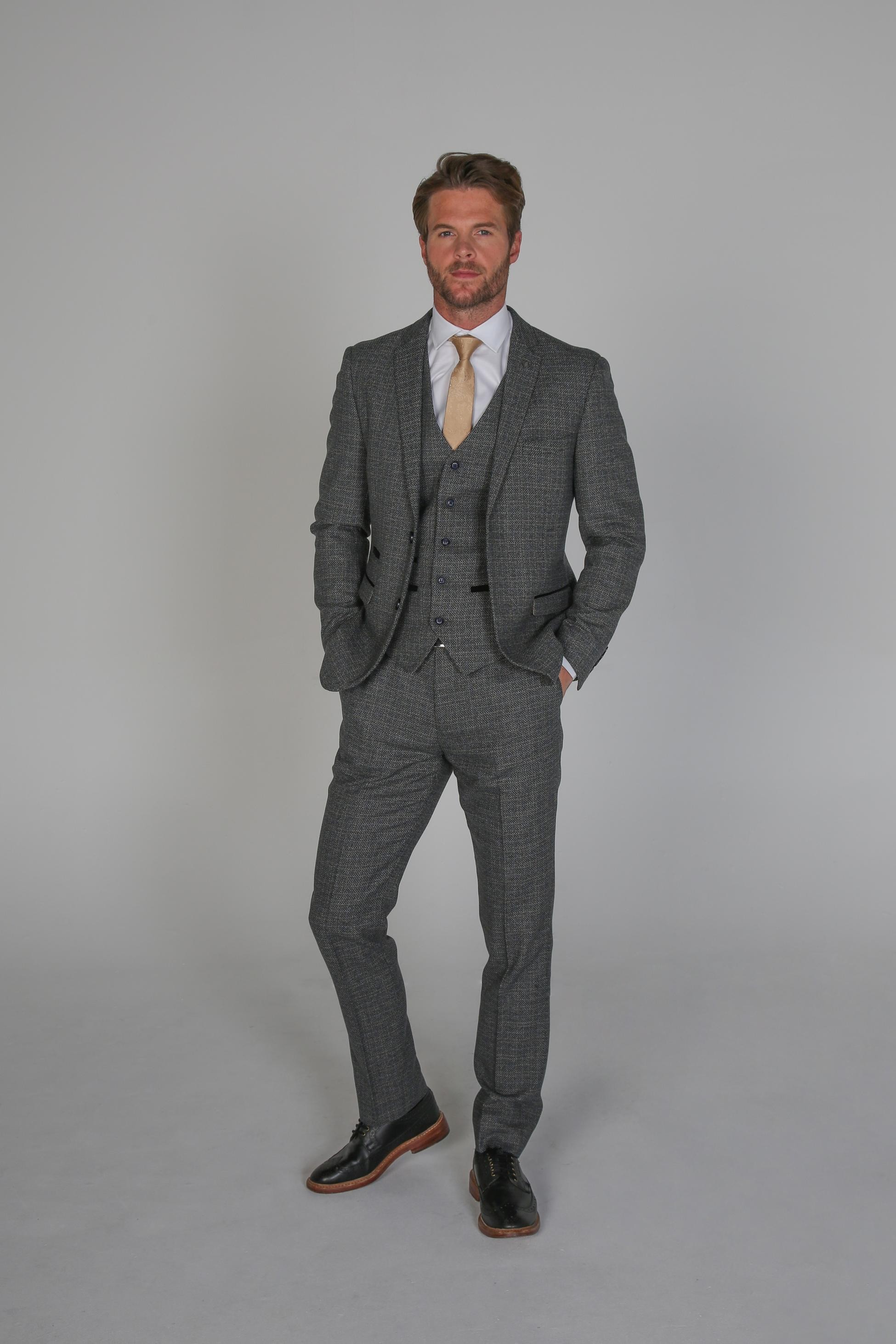 Men's Tweed-like Tailored fit Suit Jacket - Ralph - Grey