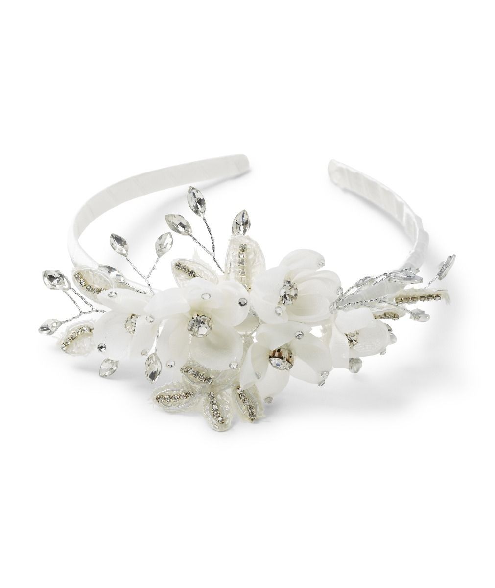 Elegant Girls Floral Crystal Headband - CHB002 - Ivory