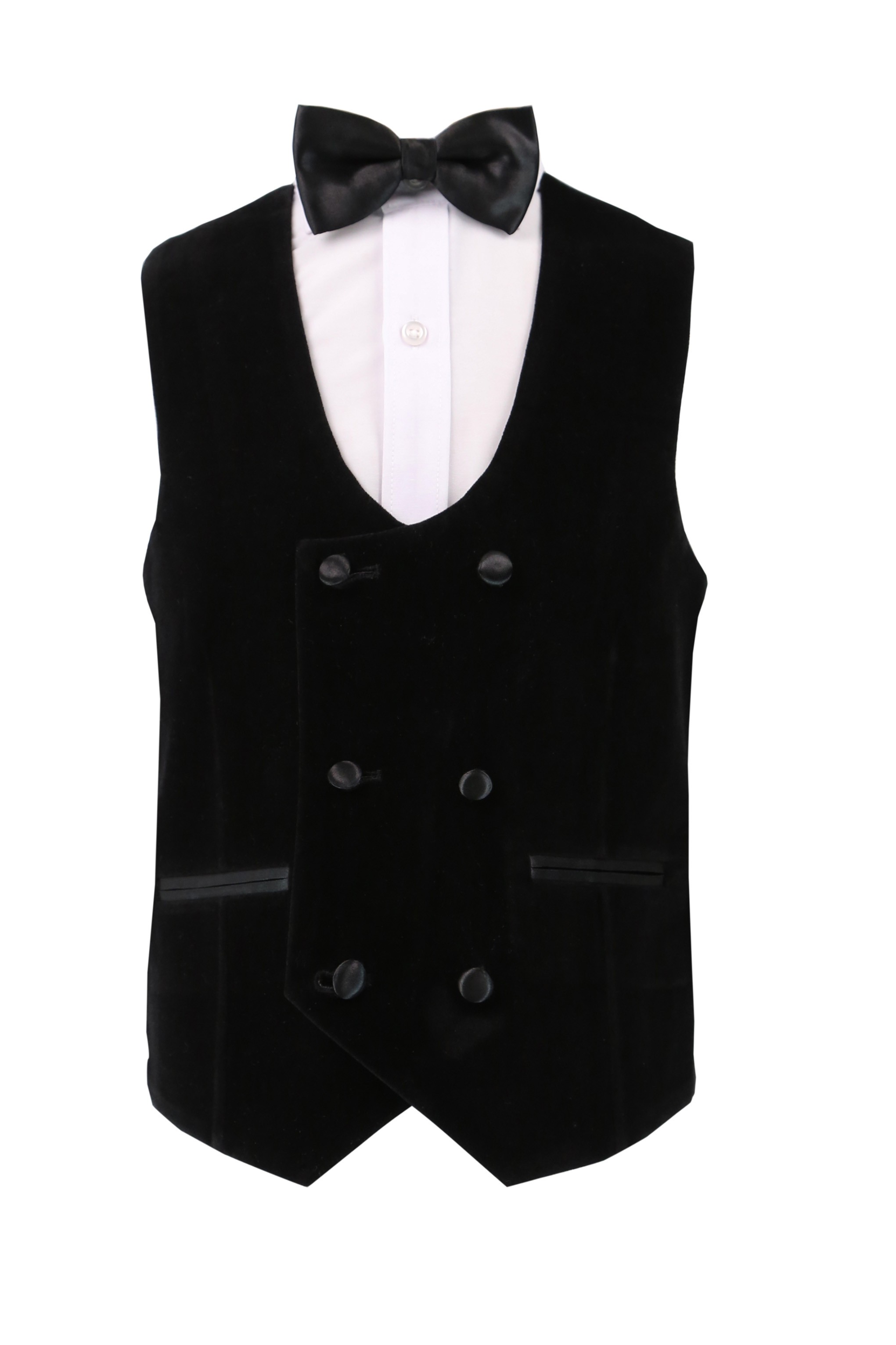 Boys Velvet Tuxedo Suit with Double-breasted Vest