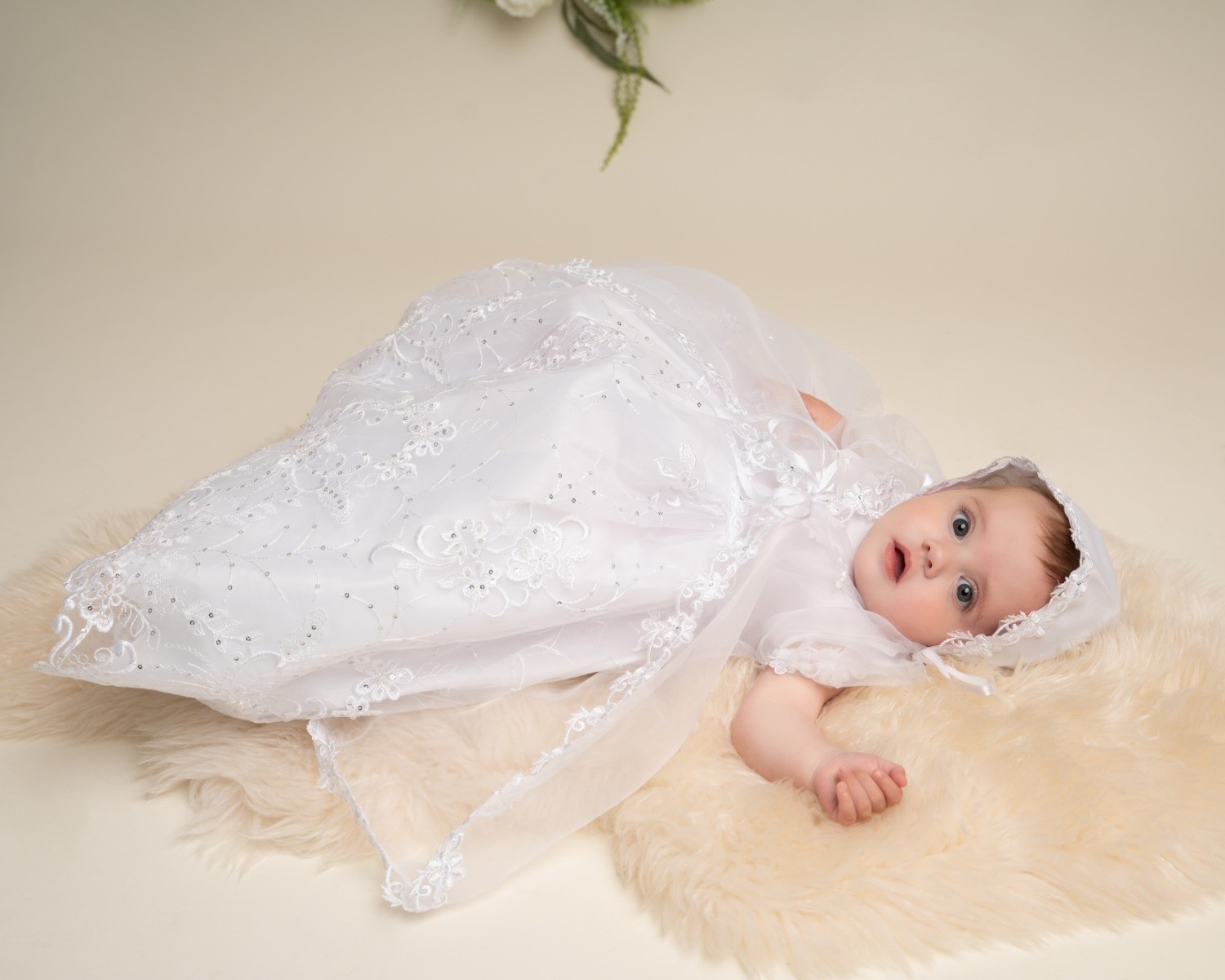 Baby Girls Baptism Gown White Set