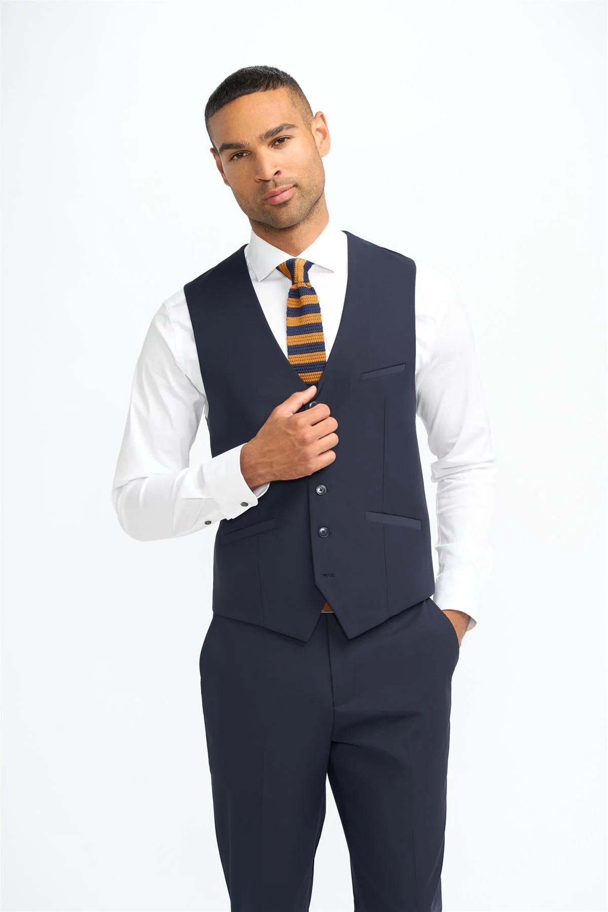 Premium Slim Fit Men's Waistcoat – MALIBU - Navy Blue