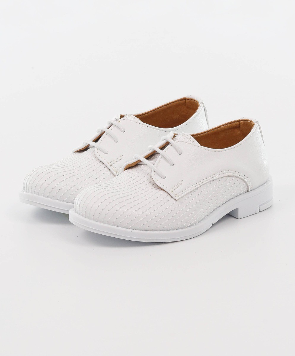 Boys Leather Lace Up Formal Shoes - White