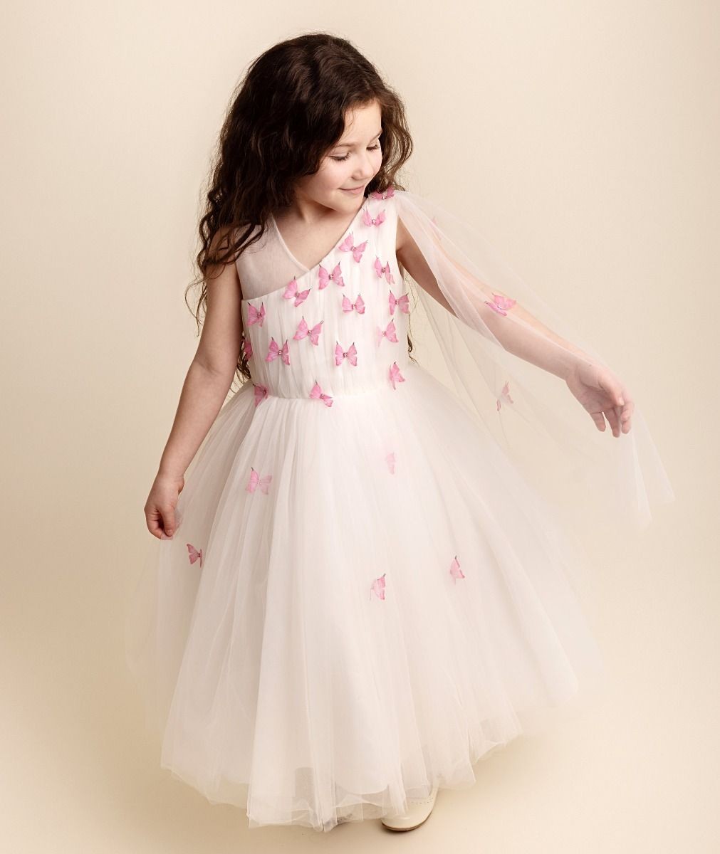 Girls Tulle Dress with Butterfly Appliques - PARIS