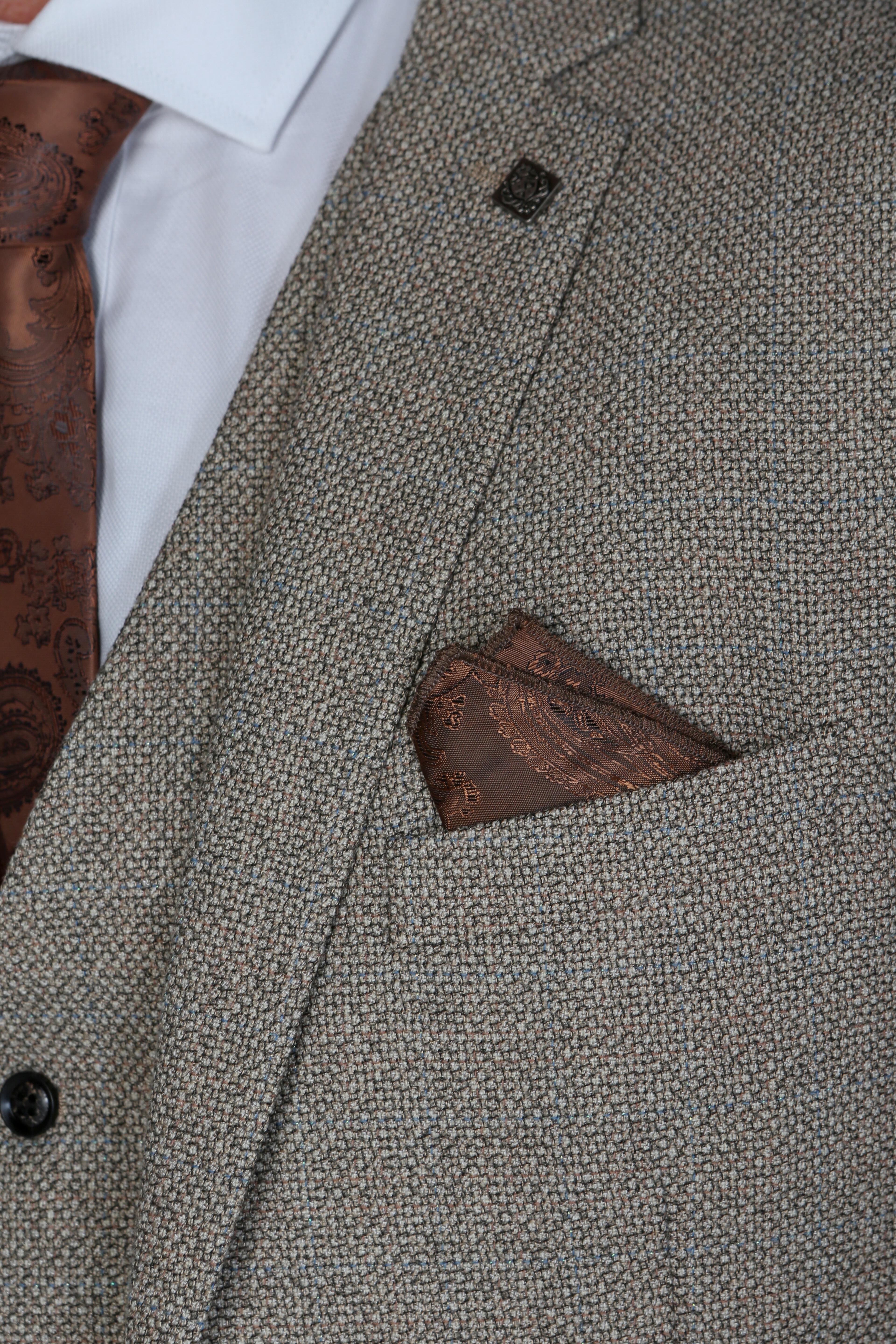 Men's Tweed Tailored Fit Suit - RALPH Beige  - Beige