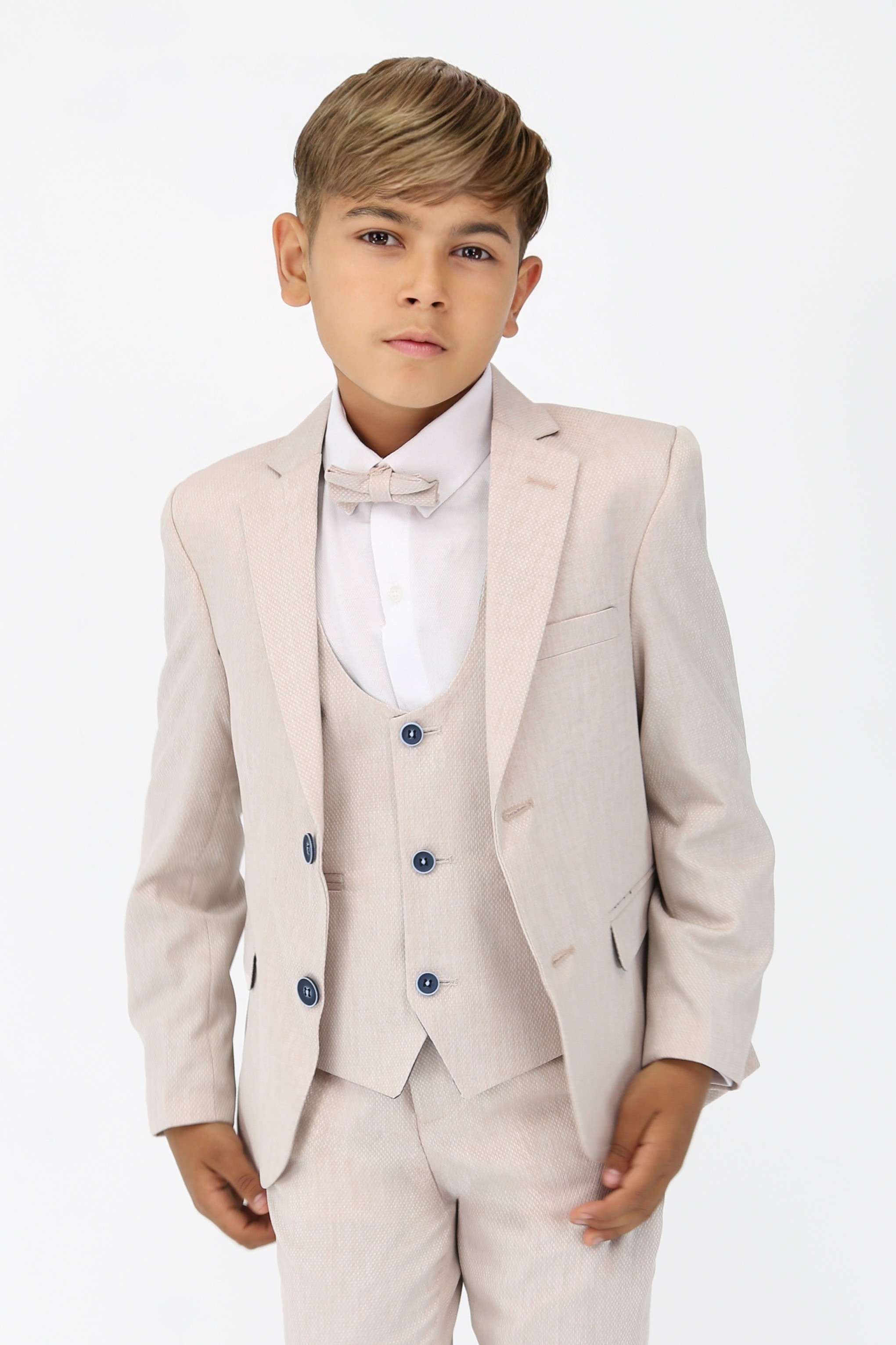 Boys' Slim Fit Self-Patterned 5 PC Suit Set 