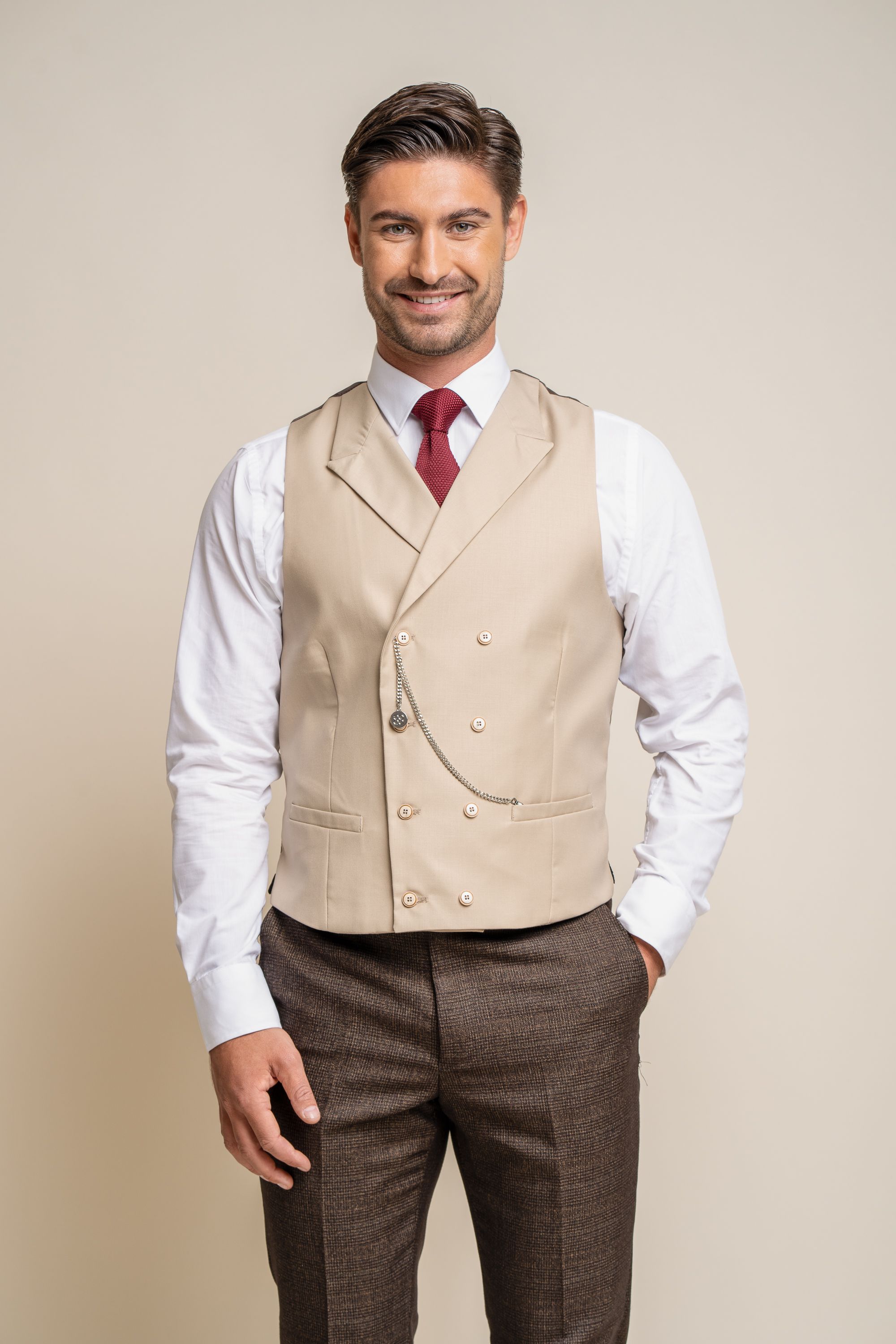 Men's Slim Fit Double Breasted Waistcoat - LENNOX