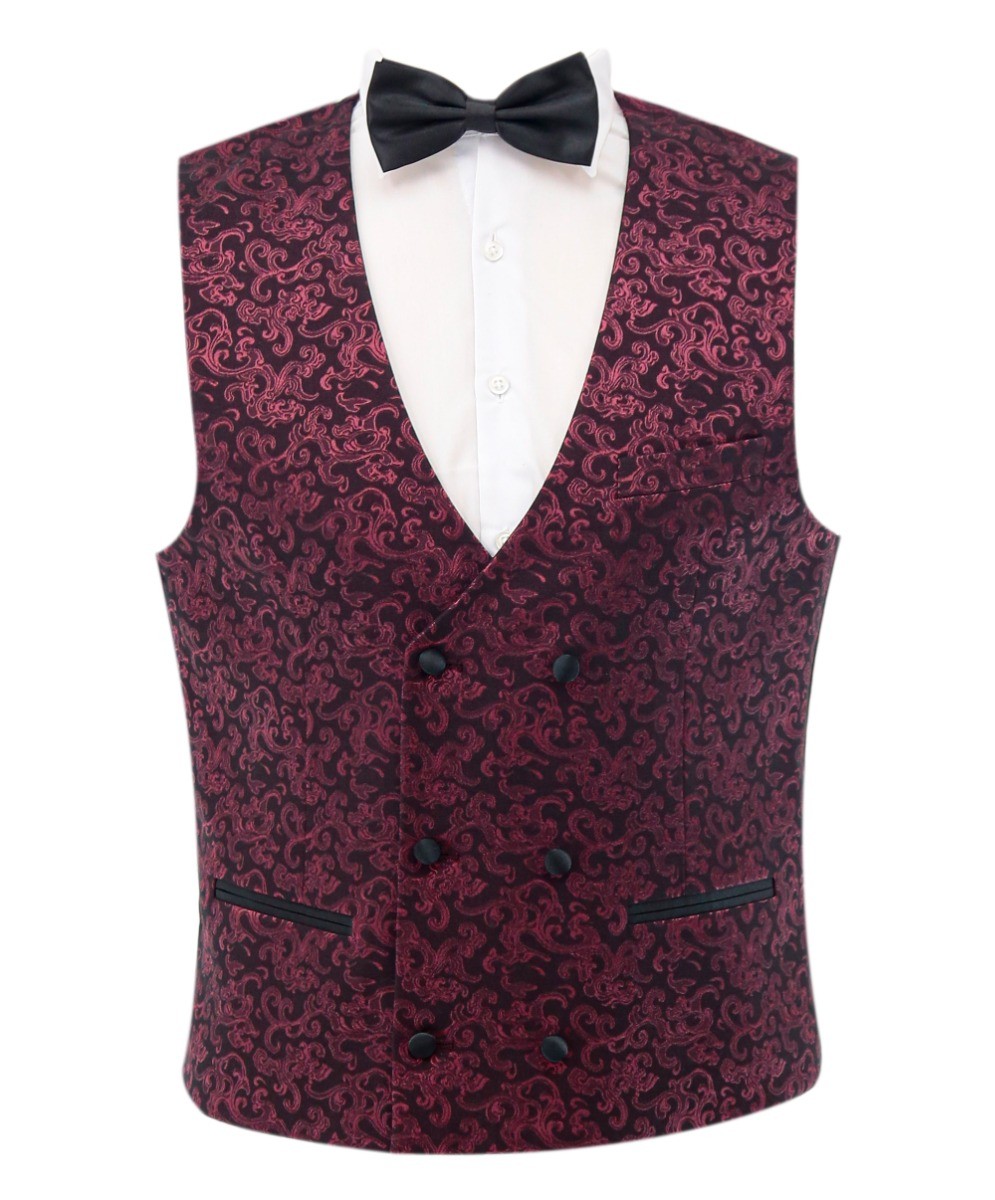 Men's Patterned Shimmer Burgundy Tuxedo Suit - AARON