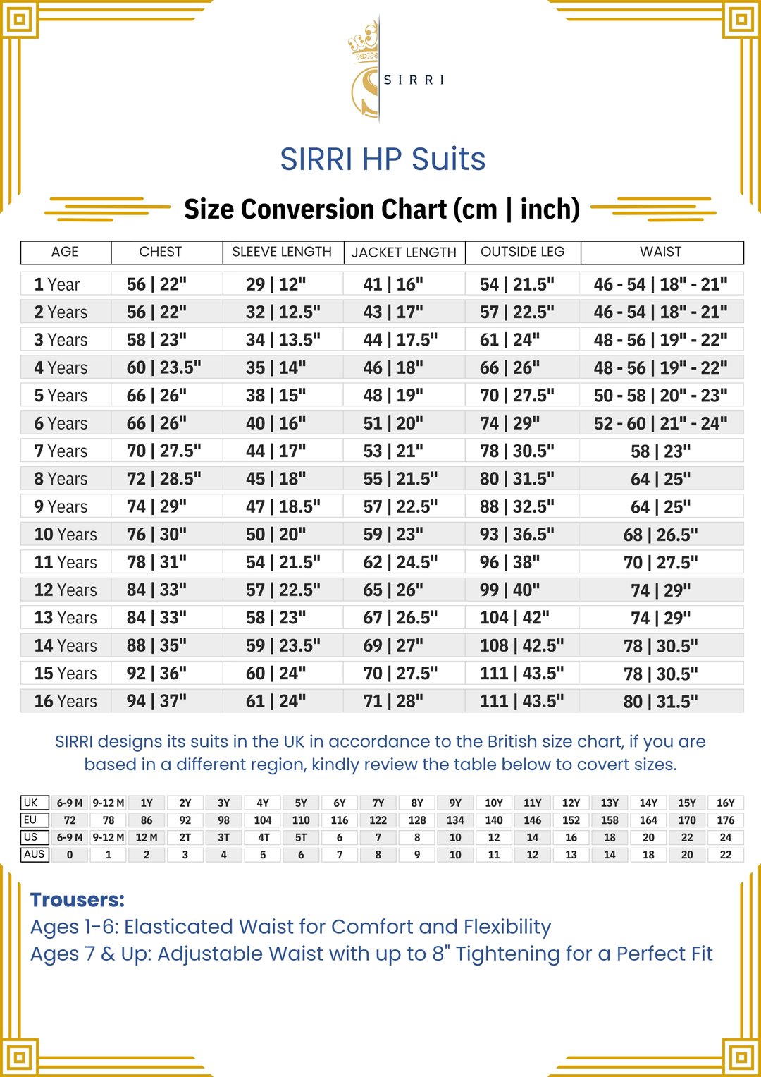 Suit size hot sale 104 conversion