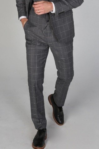 Men's Windowpane Check Tailored Fit Trousers - HOBBS