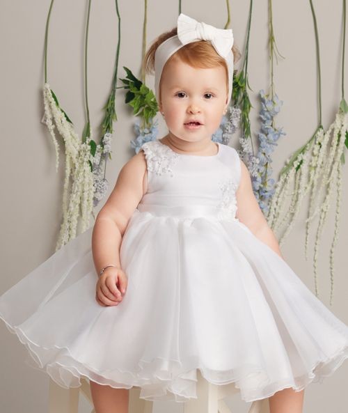 Baby Girls Tulle Dress With Floral Applique - ELISE