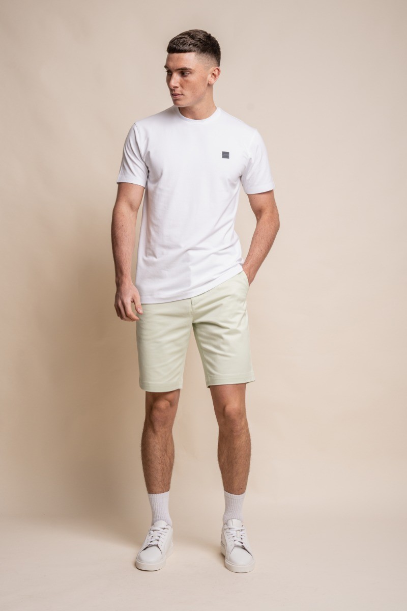 Men's Cotton Casual Slim Fit Chino Shorts - DAKOTA - Sage Cream