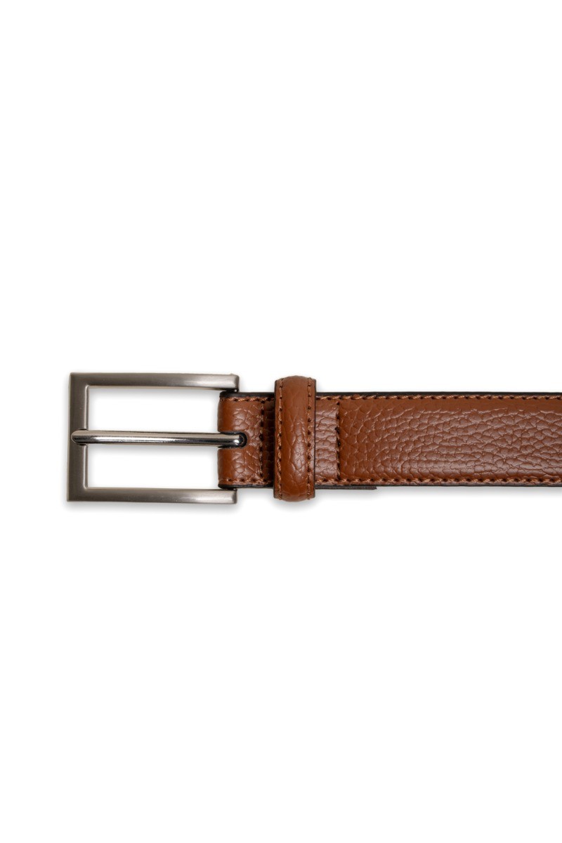 Men's Patent Leather Dress Belt  - Tan Brown