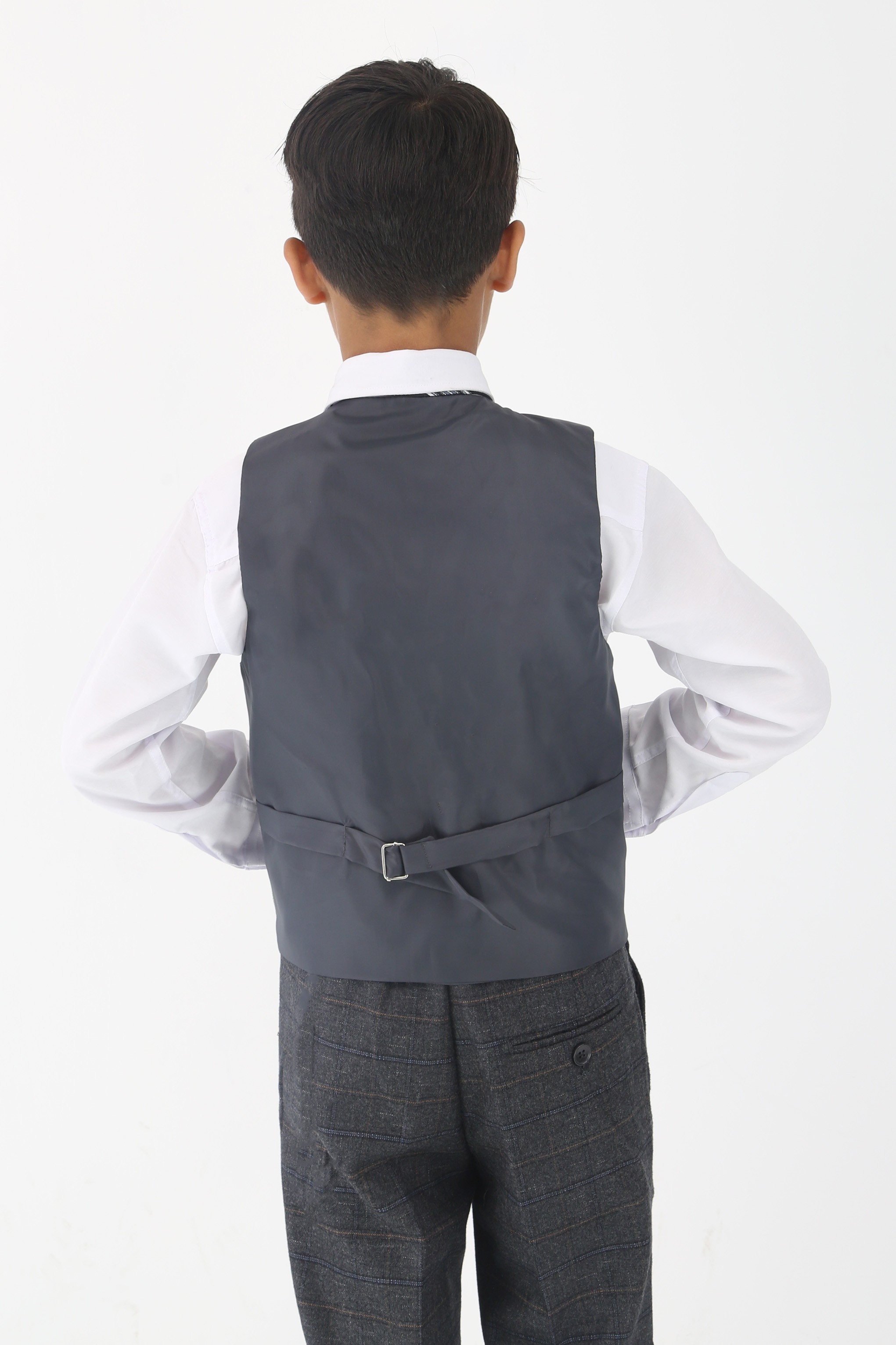 Boys Tweed Like Check Tailored Fit Formal Suit Set