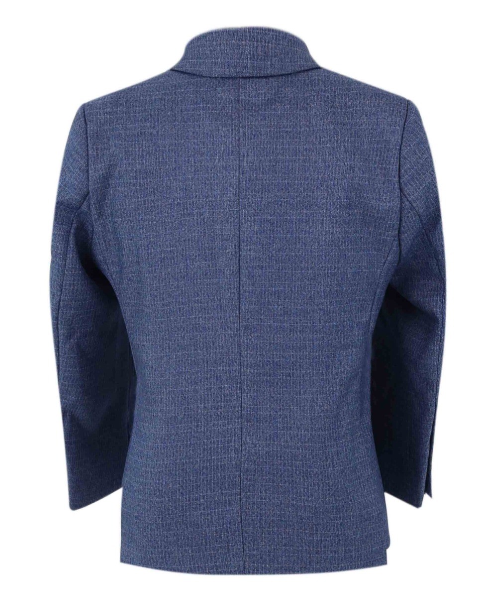 Boys Textured Tailored Fit Blue Suit - LONDON
