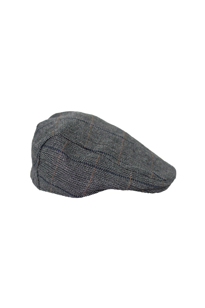 Men's Tweed Herringbone Check Classic Flat Cap - ALBERT