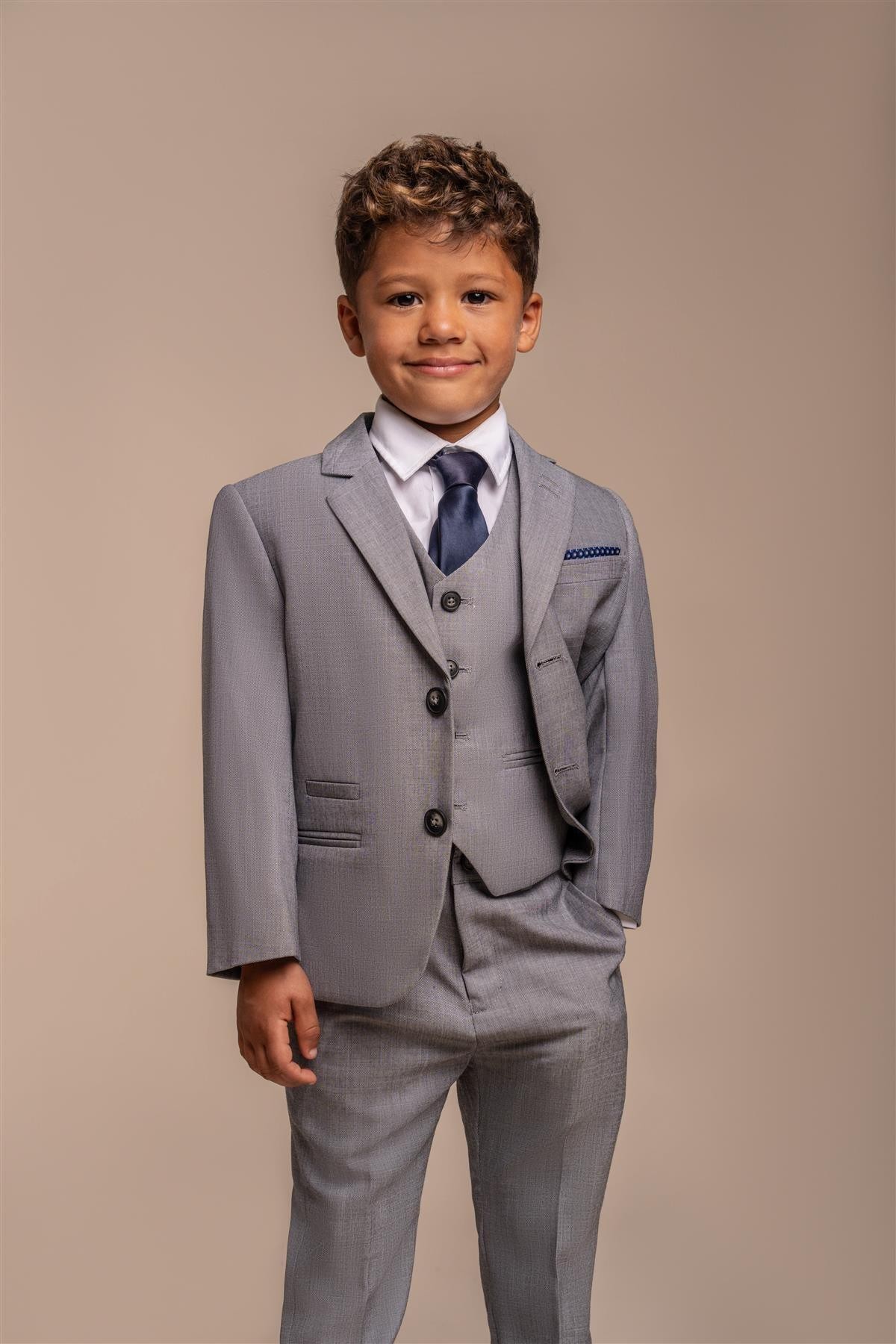 Boys Slim Fit Formal Suit - REEGAN - Light Grey