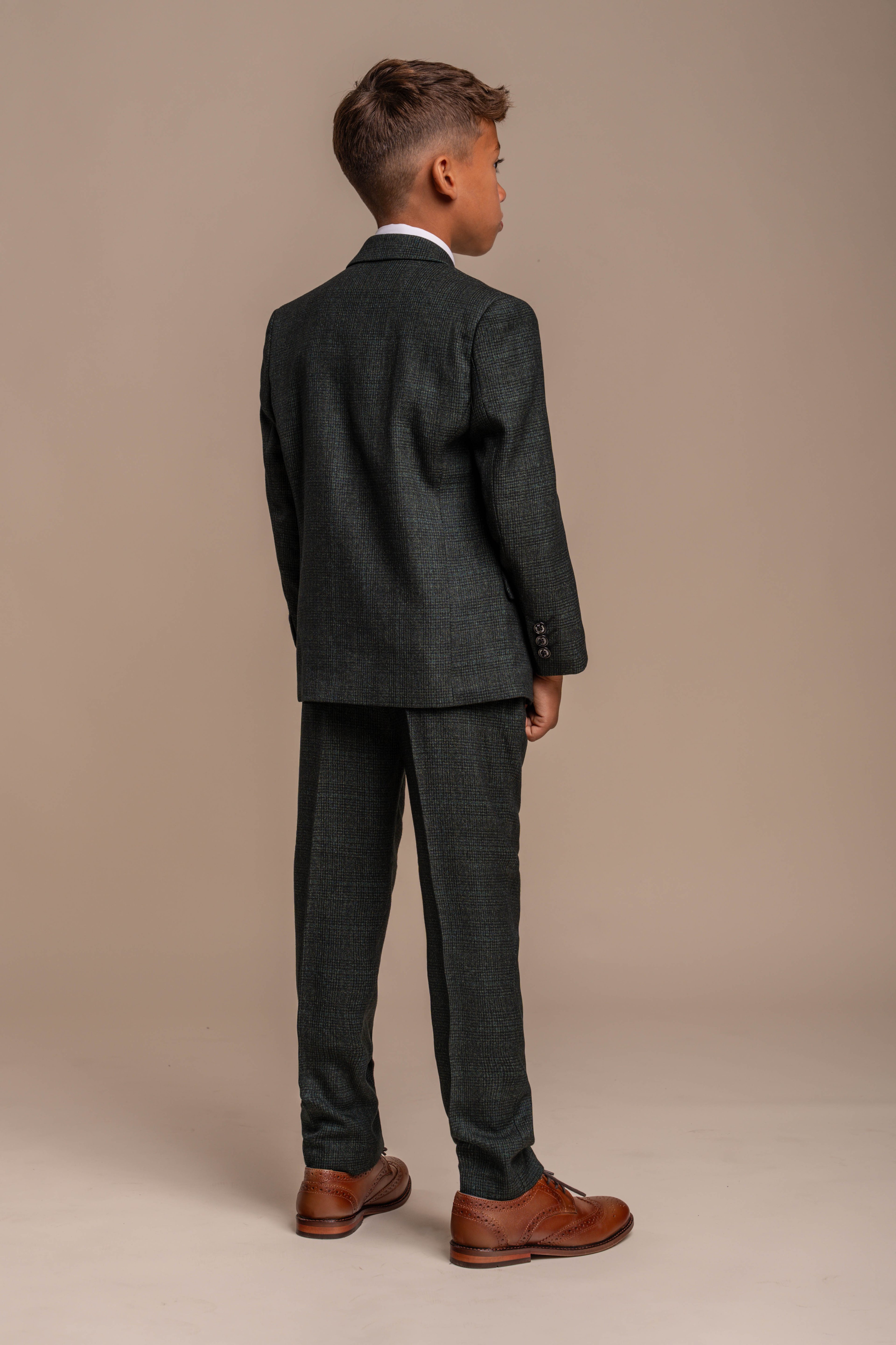 Boys Slim Fit Formal Suit - CARIDI - Olive Green