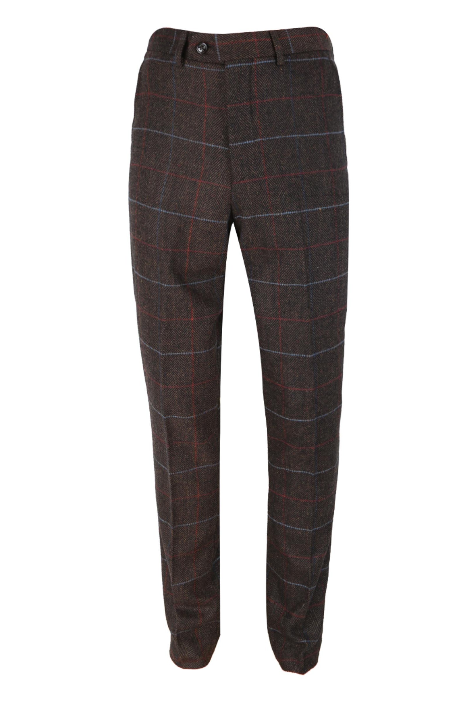 Men's Retro Check Slim Fit Trousers - TOMMY Brown