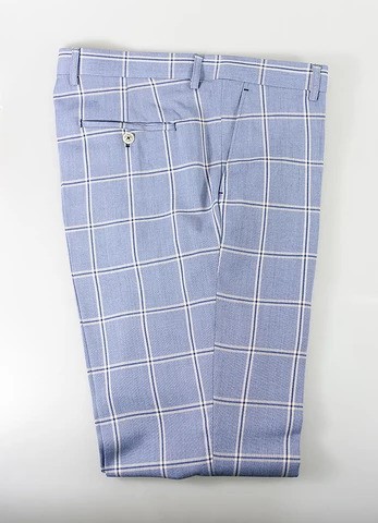 Men's Retro Check Trousers - PARADISE - Sky Blue