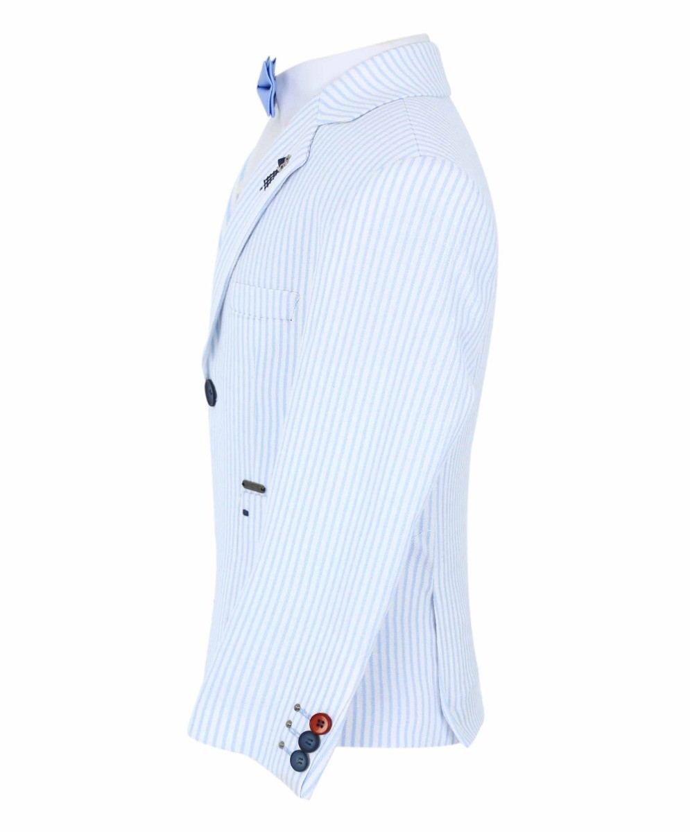 Boys Slim Fit Pinstripe Boating Blazer