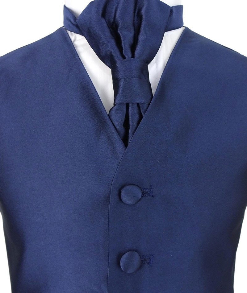 Boys Satin Waistcoat & Cravat Set - Navy Blue