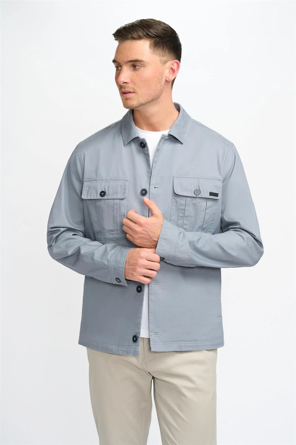 Men’s Regular Fit Cotton Overshirt - Acardi - Olive Green