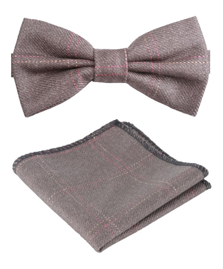 Boys & Men's Tweed Check Bow Tie Set