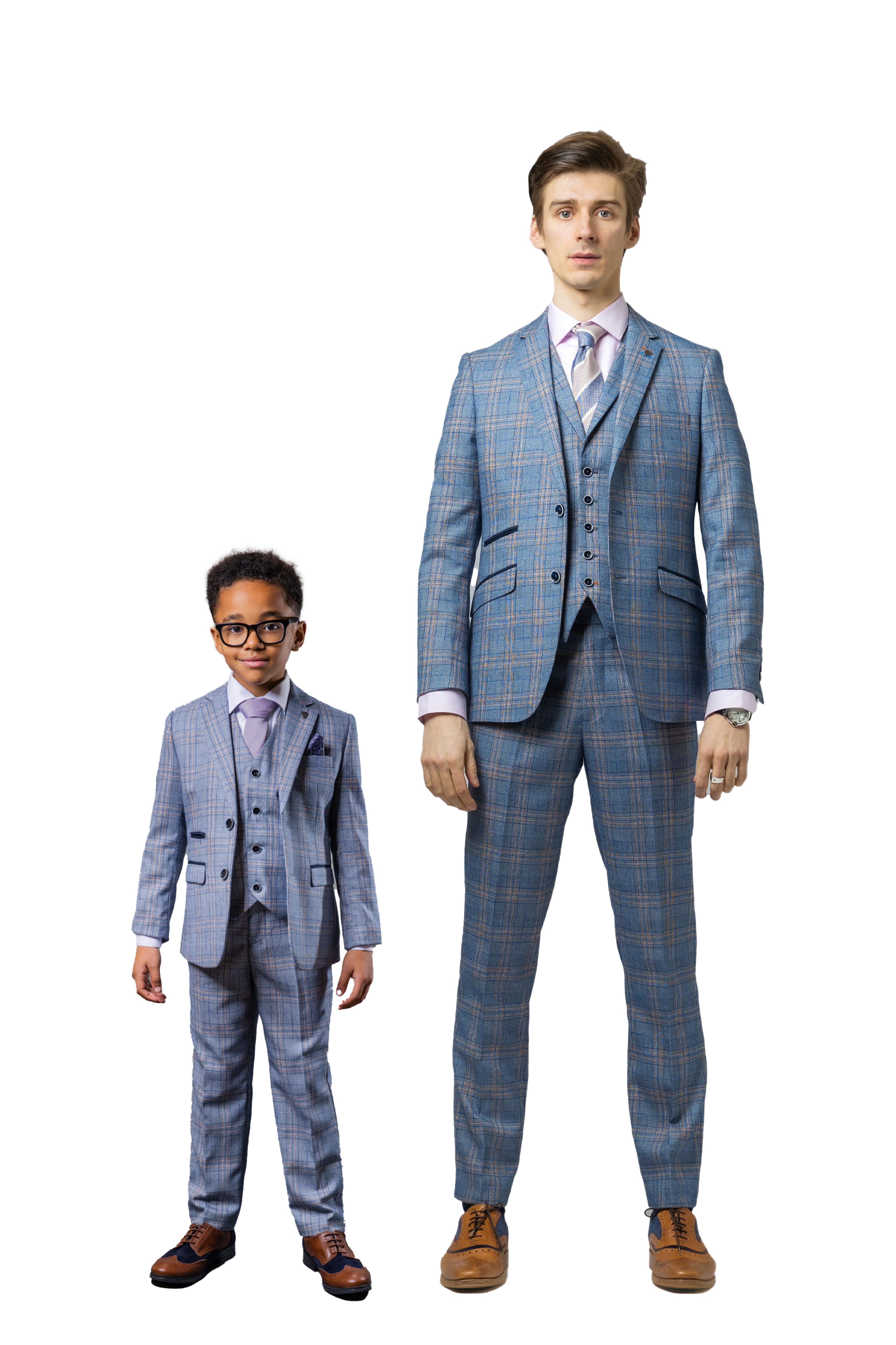 Men's Windowpane Check Slim Fit Suit - LEVI Blue