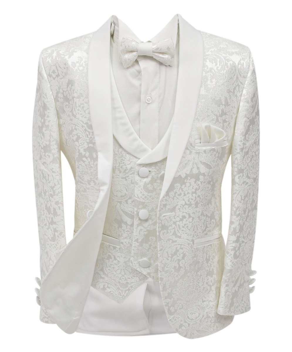 Boys Floral Embroidered Tuxedo Suit Set
