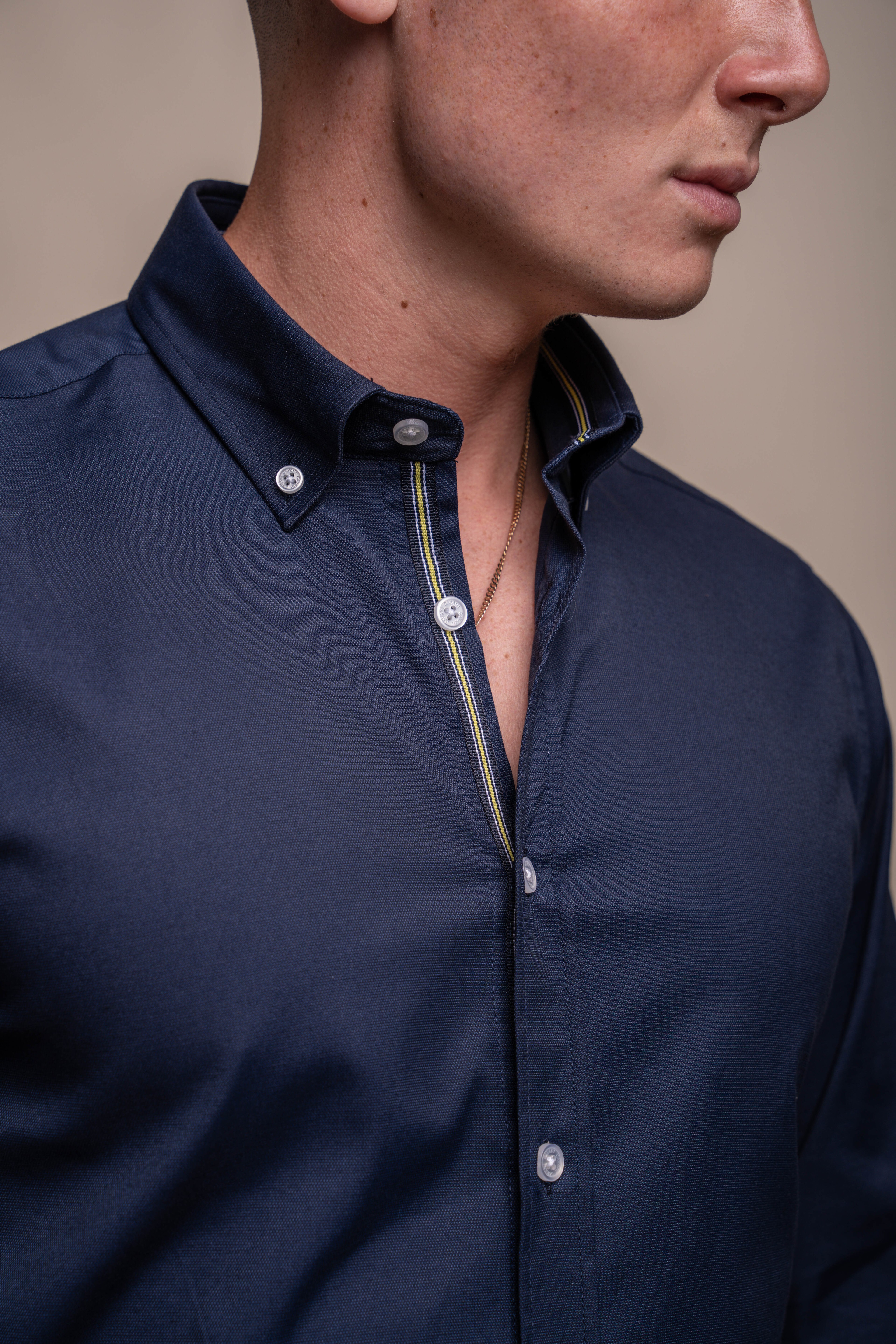 Men's Cotton Casual Shirt - Tessa - Navy Blue