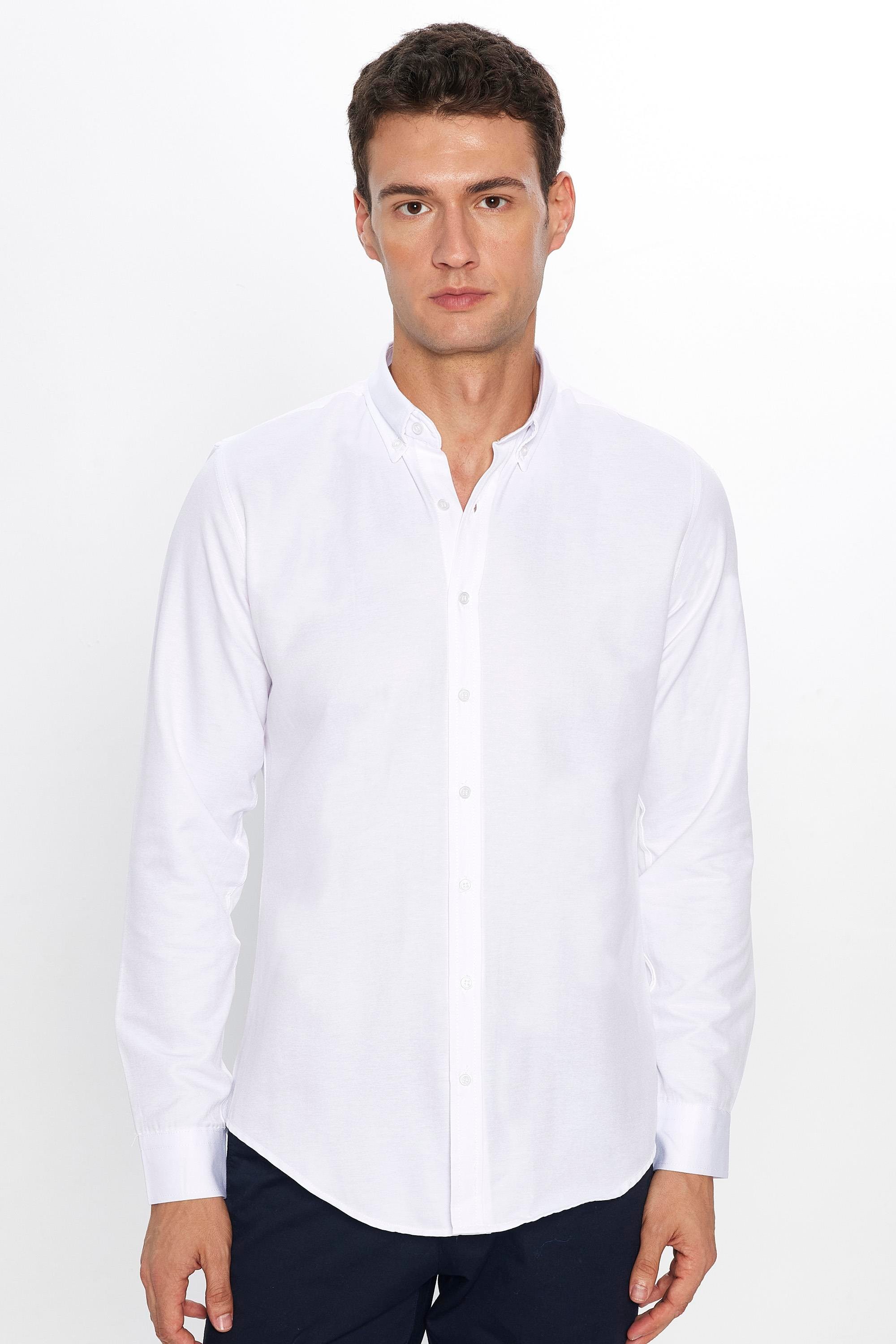 Men's Slim Fit Cotton Button-Down Oxford Shirt - GABARDIN