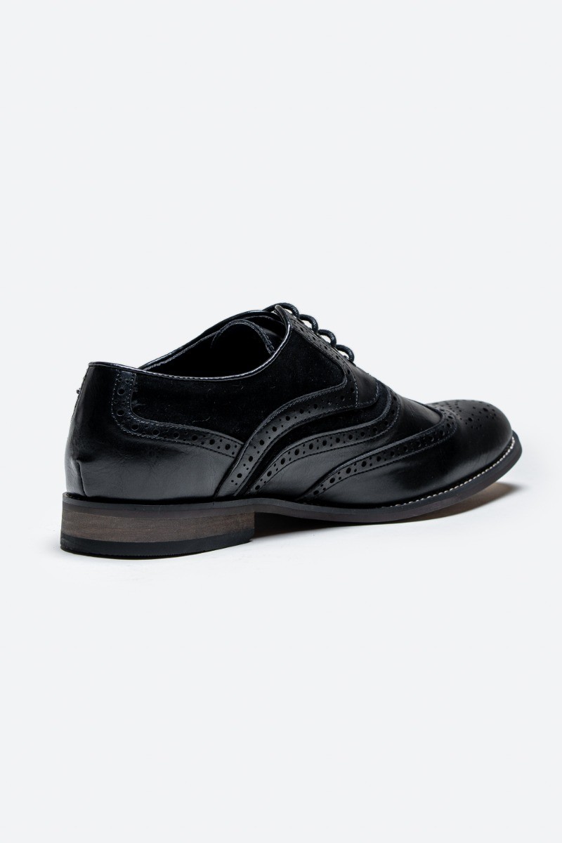Men's Lace Up Oxford Brogue Dress Shoes - Russel - Black