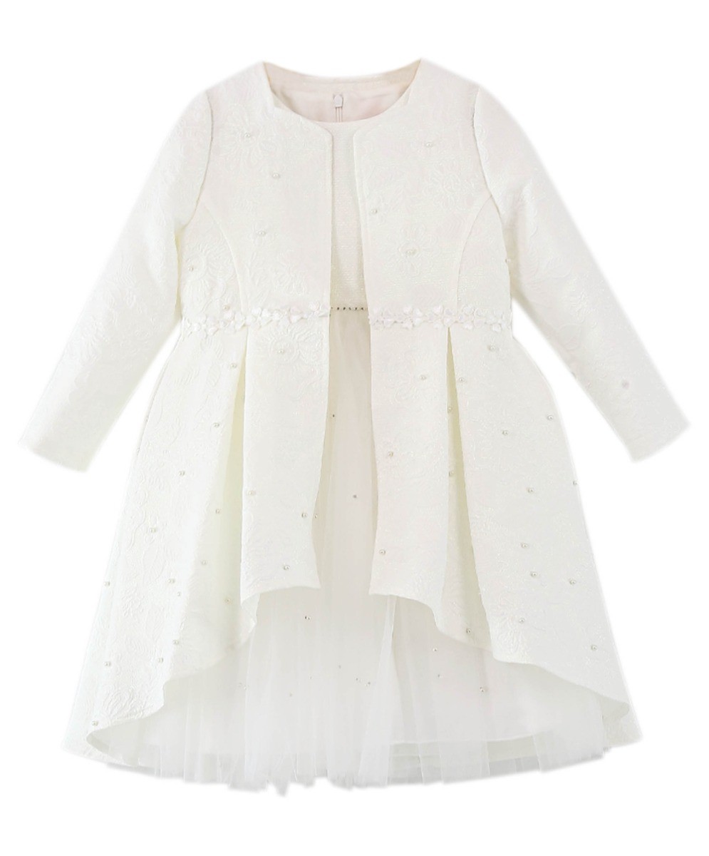 Girls Tail Jacket Communion Dress 3 Piece Special Occasion Set in Ecru outlets Off White