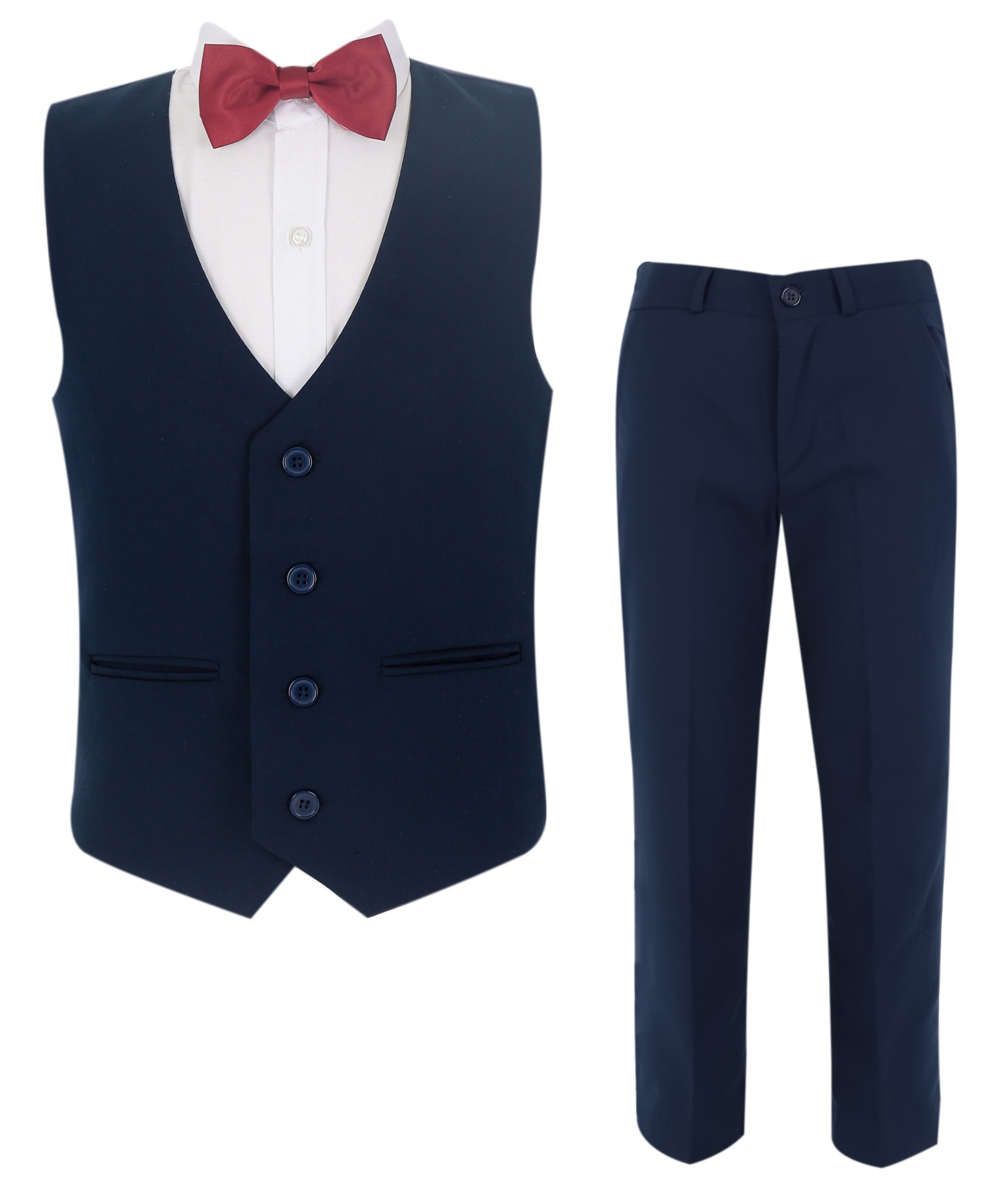 Boys Summer Waistcoat Suit 4 PC Set - Navy Blue
