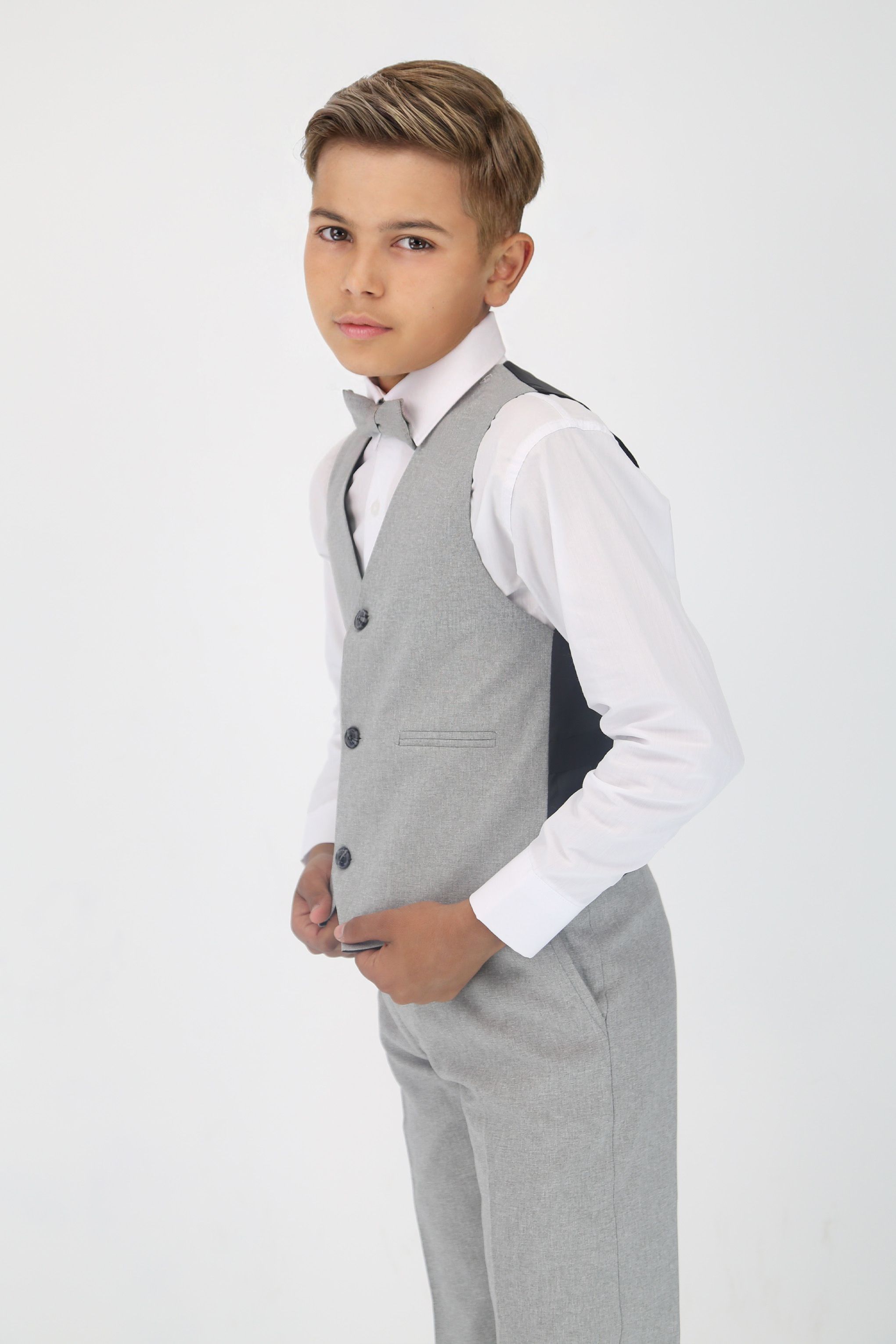 Boys Slim Fit Textured 6-Piece Formal Suit Set