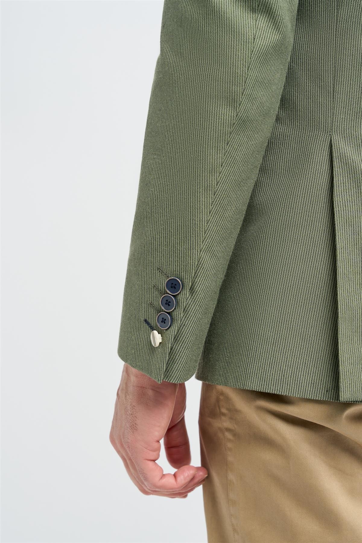 Men’s Olive Green Textured Blazer - Cristo